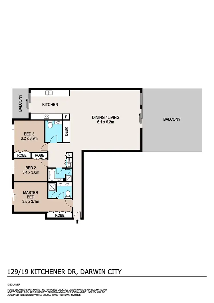Floorplan of Homely apartment listing, 129/19 Kitchener Drive, Darwin City NT 800