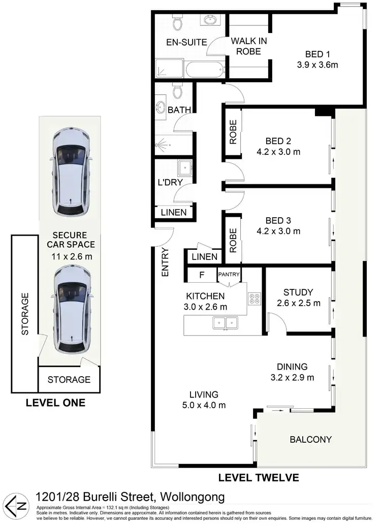 Floorplan of Homely apartment listing, 1201/28 Burelli Street, Wollongong NSW 2500