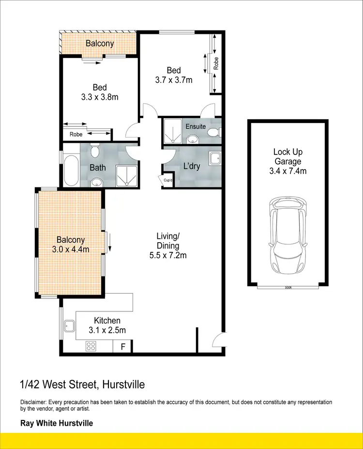 Floorplan of Homely unit listing, 1/42-48B West Street, Hurstville NSW 2220