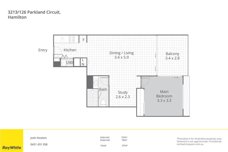 Floorplan of Homely unit listing, 3213/126 Parkside Circuit, Hamilton QLD 4007