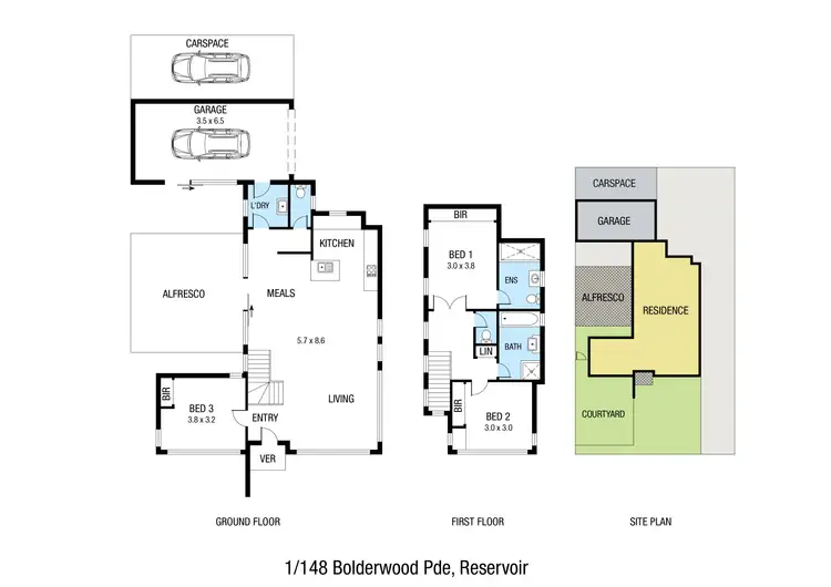 Floorplan of Homely townhouse listing, 1/148 Boldrewood Parade, Reservoir VIC 3073