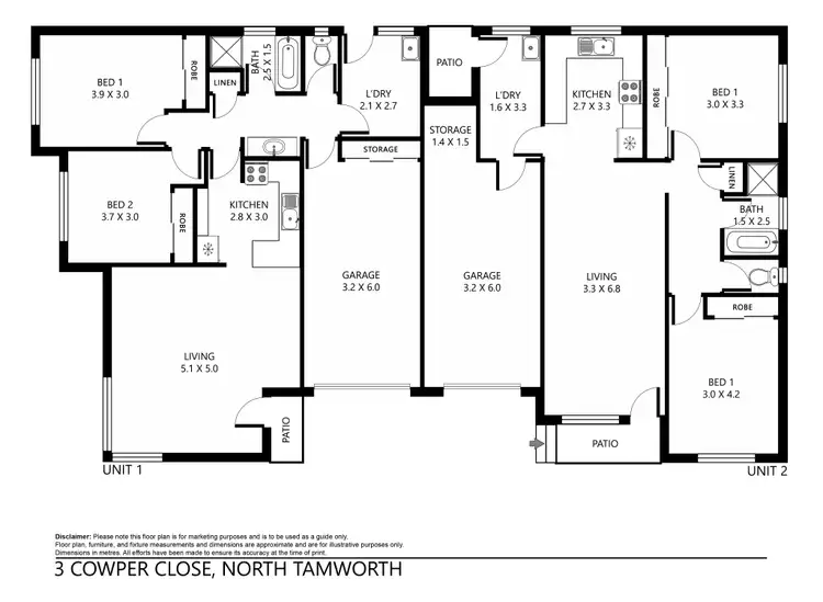 Floorplan of Homely block of units listing, 3 Cowper Close, Tamworth NSW 2340