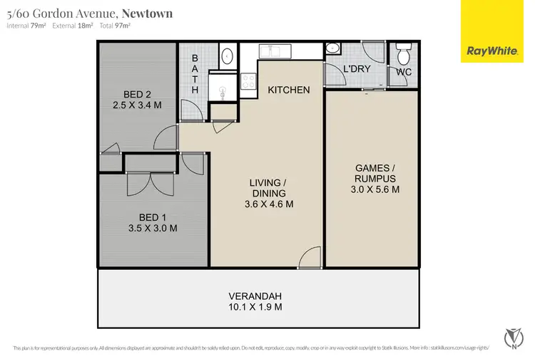 Floorplan of Homely unit listing, 5/60 Gordon Avenue, Newtown QLD 4350