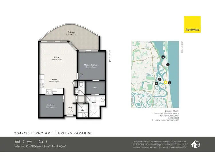 Floorplan of Homely apartment listing, 2047/23 Ferny Avenue, Surfers Paradise QLD 4217