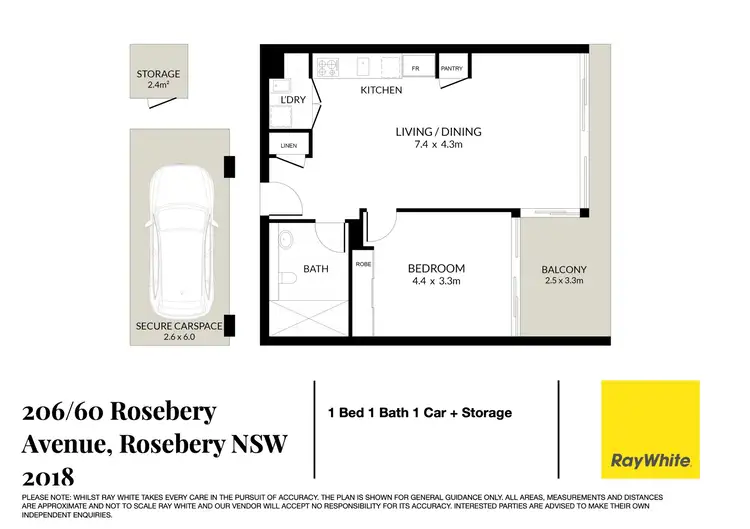 Floorplan of Homely apartment listing, 206/60 Rosebery Avenue, Rosebery NSW 2018