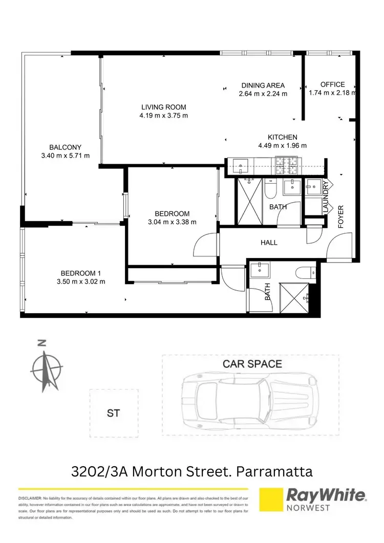 Floorplan of Homely apartment listing, 3202/1A Morton Street, Parramatta NSW 2150