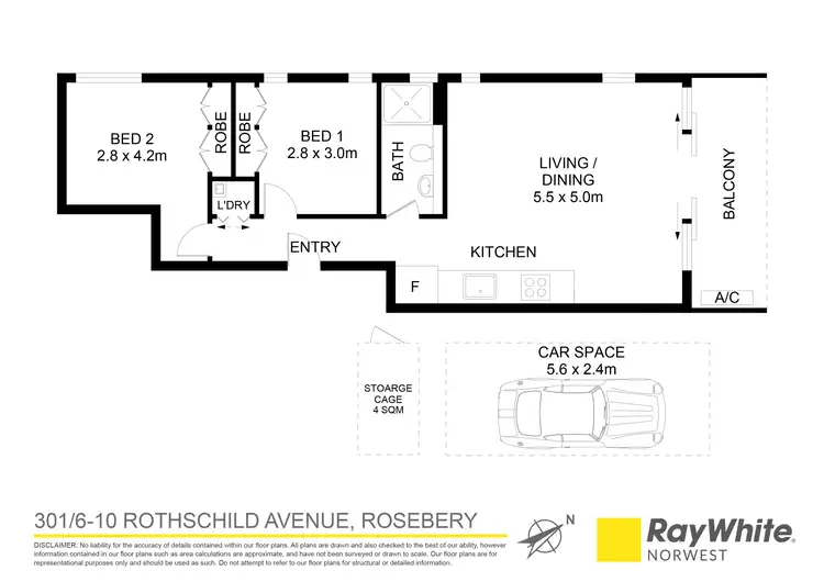 Floorplan of Homely apartment listing, 301/6-10 Rothschild Avenue, Rosebery NSW 2018