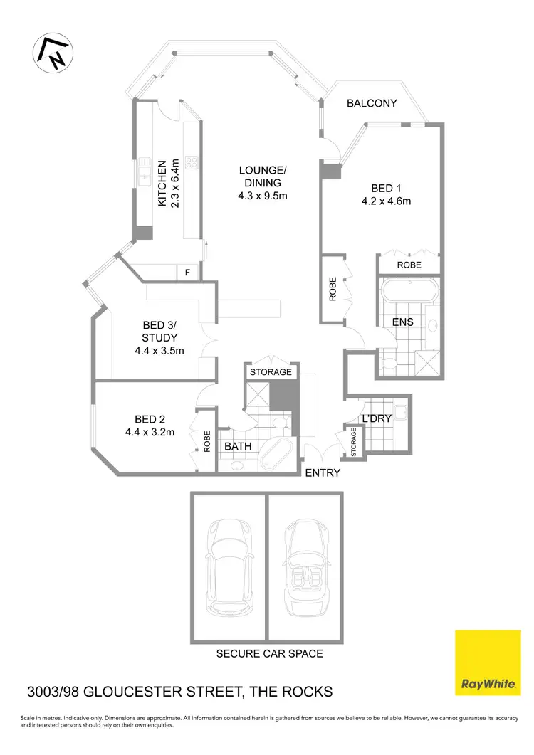 Floorplan of Homely apartment listing, 3003/98 Gloucester Street, Sydney NSW 2000