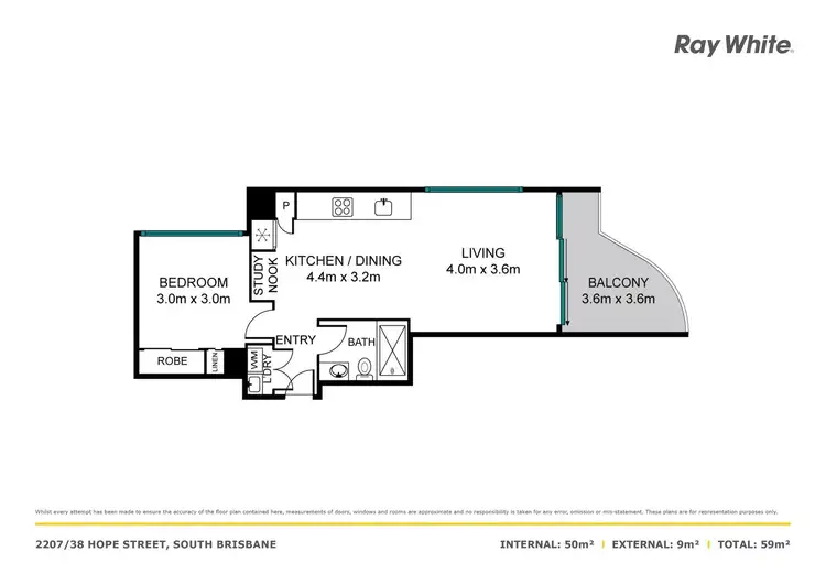 Floorplan of Homely apartment listing, 2207/38 Hope Street, South Brisbane QLD 4101