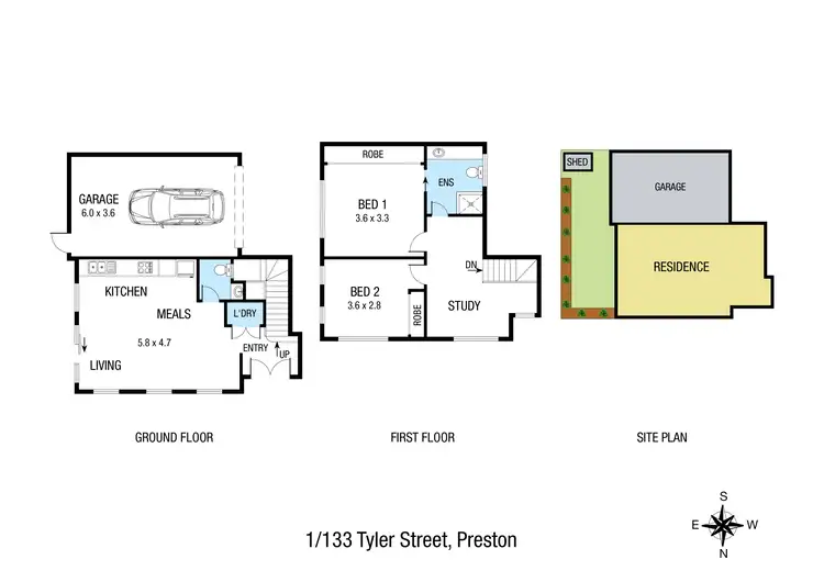 Floorplan of Homely townhouse listing, 1/133 Tyler Street, Preston VIC 3072