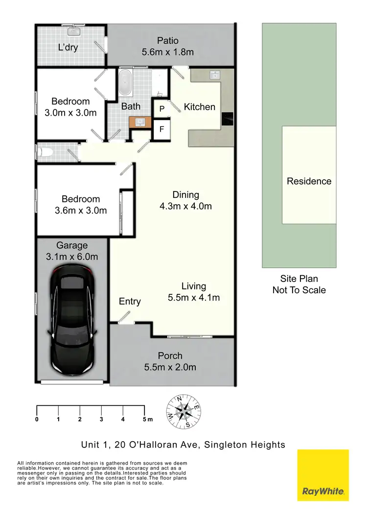 Floorplan of Homely semi-detached listing, 1/20 O'Halloran Avenue, Singleton NSW 2330
