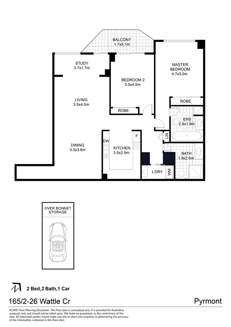 Floorplan of Homely apartment listing, 165/2-26 Wattle Crescent, Pyrmont NSW 2009