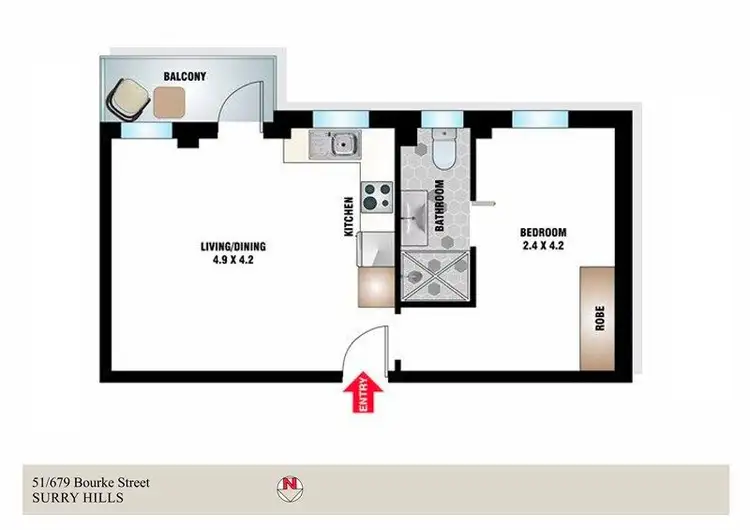 Floorplan of Homely apartment listing, 51/679 Bourke Street, Surry Hills NSW 2010