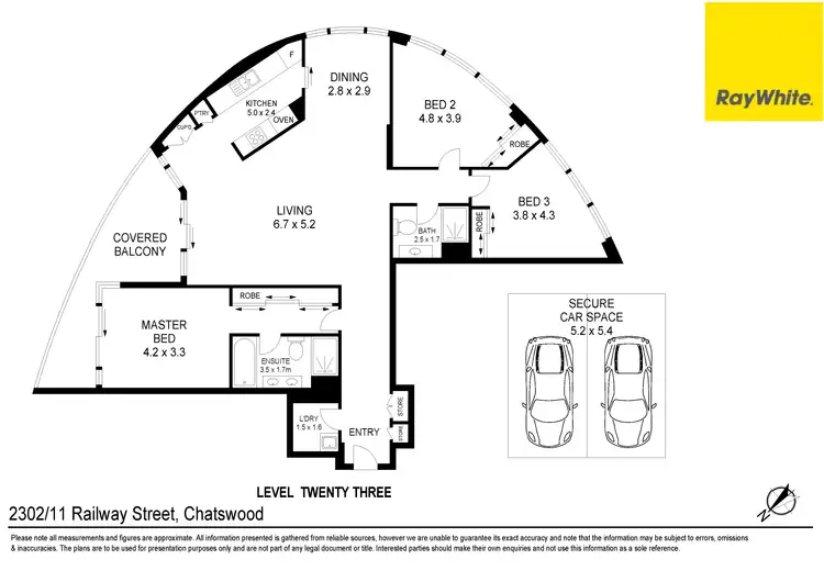Floorplan of Homely unit listing, 2302/11 Railway Street, Chatswood NSW 2067