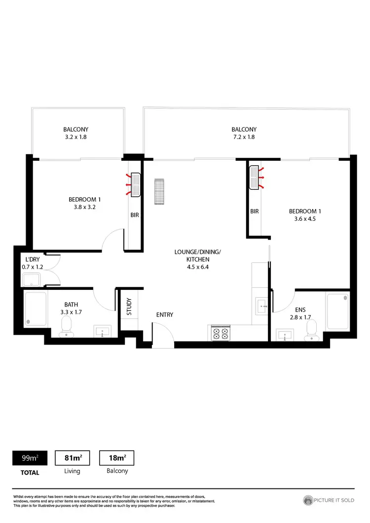 Floorplan of Homely apartment listing, 1206/17 Penny Place, Adelaide SA 5000