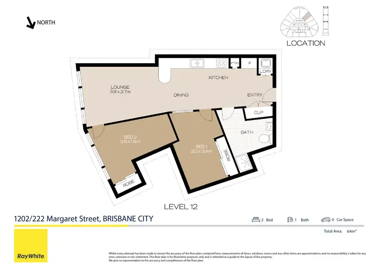 Floorplan of Homely apartment listing, 1202/222 Margaret Street, Brisbane City QLD 4000