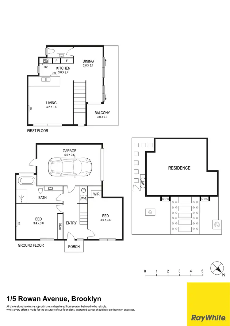 Floorplan of Homely townhouse listing, 1/5 Rowan Avenue, Brooklyn VIC 3012