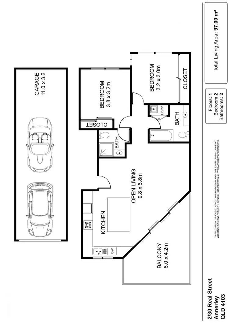 Floorplan of Homely apartment listing, 2/30 Real Street, Annerley QLD 4103