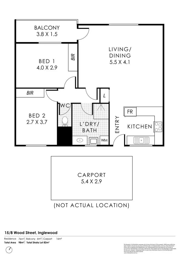 Floorplan of Homely apartment listing, 15/8 Wood Street, Inglewood WA 6052