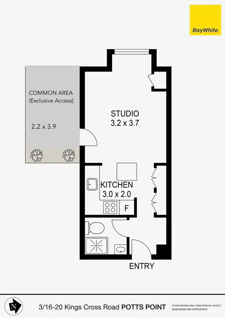 Floorplan of Homely studio listing, 3/16-20 Kings Cross Road, Potts Point NSW 2011