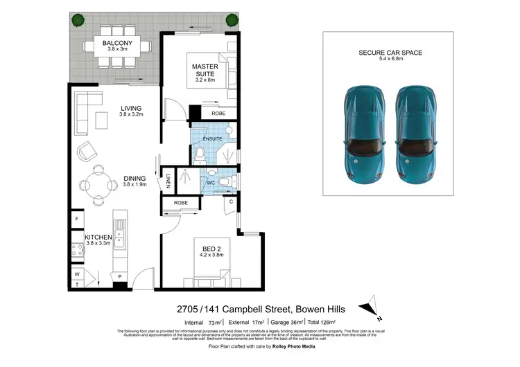 Floorplan of Homely apartment listing, 2705/141 Campbell Street, Bowen Hills QLD 4006