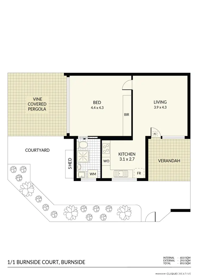 Floorplan of Homely unit listing, 1/1 Burnside Court, Burnside SA 5066