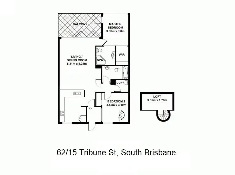 Floorplan of Homely apartment listing, 62/15 Tribune Street, South Brisbane QLD 4101
