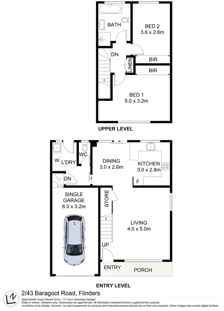 Floorplan of Homely townhouse listing, 2/43 Baragoot Road, Flinders NSW 2529