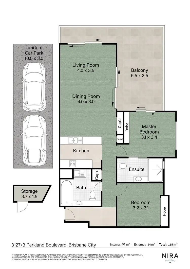 Floorplan of Homely apartment listing, 3127/3 Parkland Boulevard, Brisbane City QLD 4000