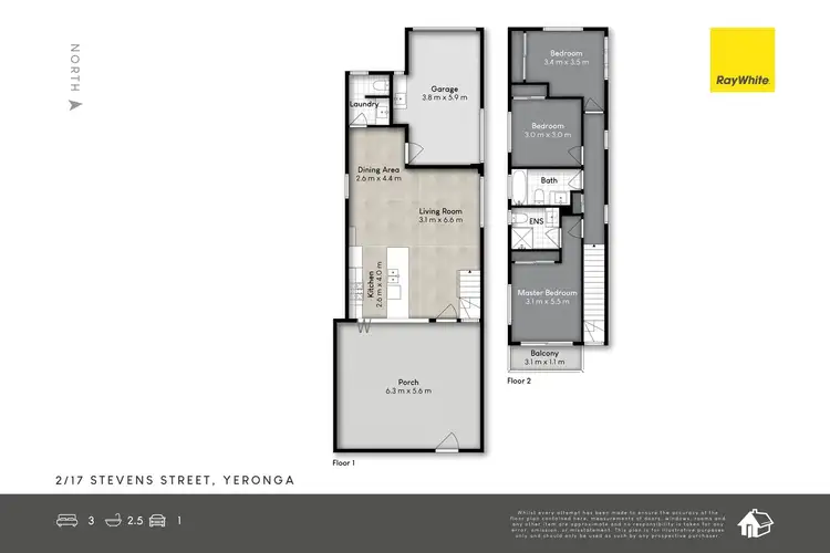 Floorplan of Homely townhouse listing, 2/17 Stevens Street, Yeronga QLD 4104