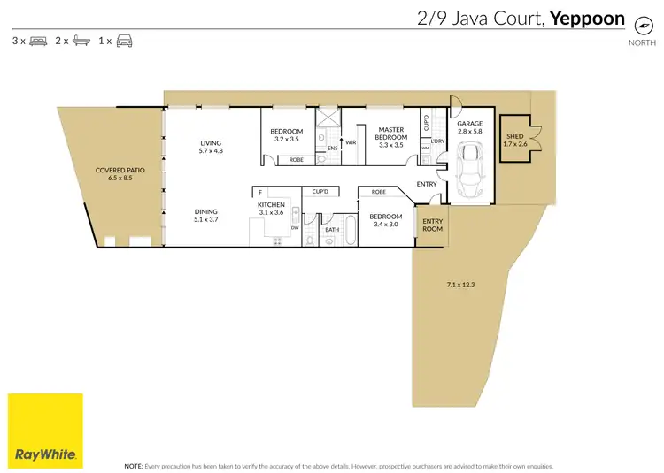 Floorplan of Homely semi-detached listing, 2/9 Java Court, Yeppoon QLD 4703