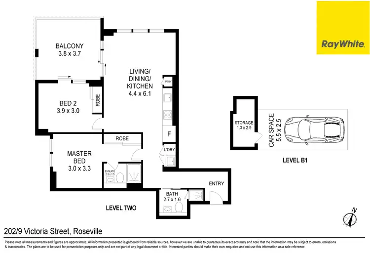 Floorplan of Homely unit listing, 202/9 Victoria Street, Roseville NSW 2069