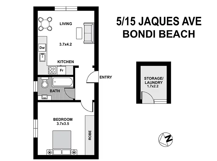 Floorplan of Homely unit listing, 5/15 Jaques Avenue, Bondi Beach NSW 2026