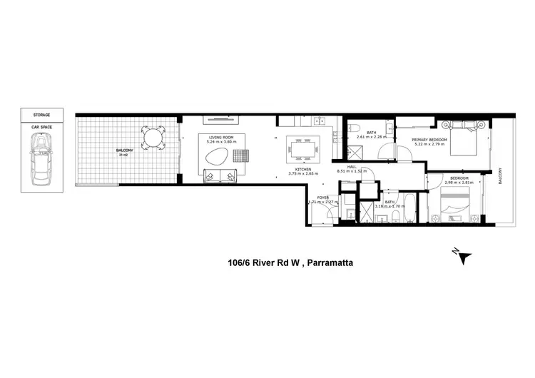 Floorplan of Homely apartment listing, 106/6 River Road West, Parramatta NSW 2150