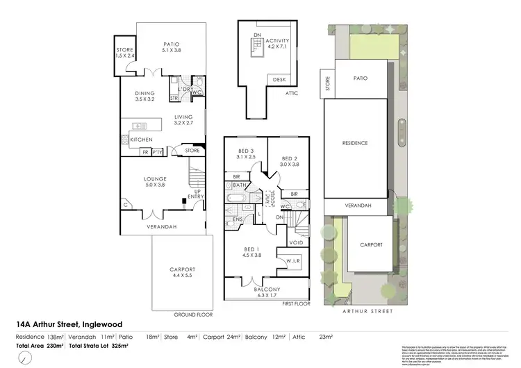 Floorplan of Homely townhouse listing, 14A Arthur Street, Inglewood WA 6052