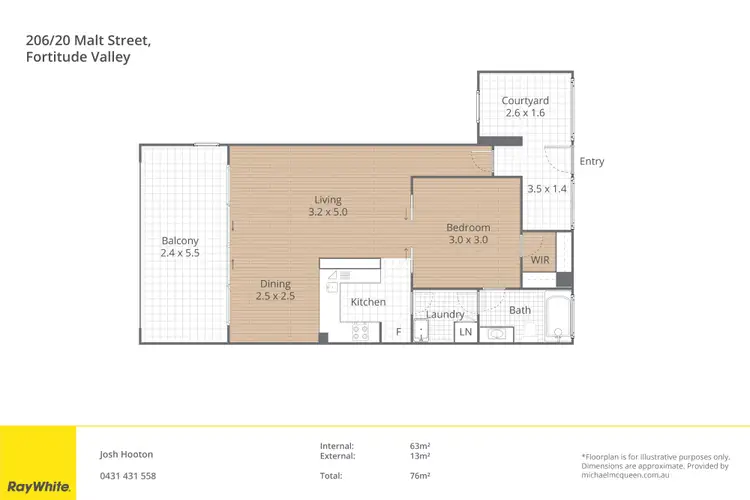 Floorplan of Homely apartment listing, 206/20 Malt Street, Fortitude Valley QLD 4006