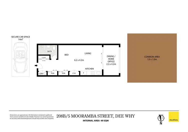 Floorplan of Homely studio listing, 208b/5 Mooramba Road, Dee Why NSW 2099