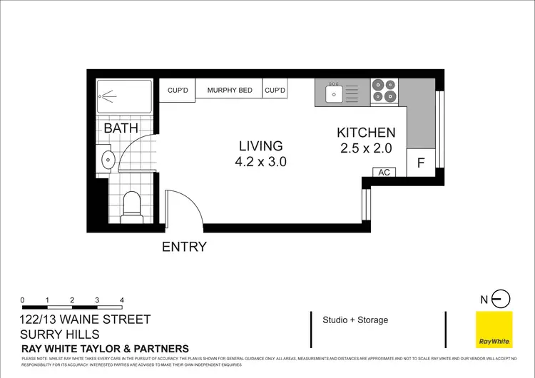 Floorplan of Homely studio listing, 122/13 Waine Street, Surry Hills NSW 2010