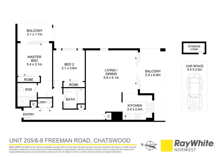 Floorplan of Homely apartment listing, 205/6-8 Freeman Road, Chatswood NSW 2067