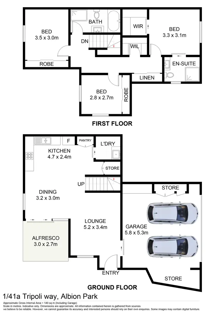Floorplan of Homely townhouse listing, 1/41A Tripoli Way, Albion Park NSW 2527