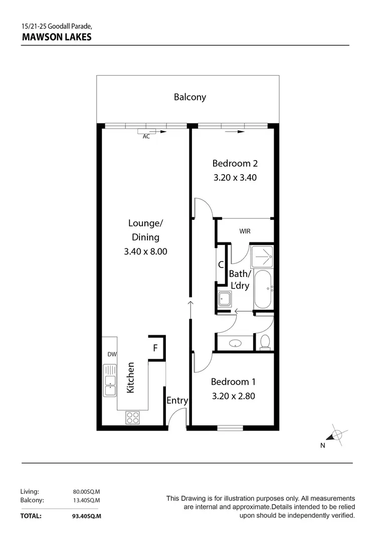 Floorplan of Homely apartment listing, 15/21-25 Goodall Parade, Mawson Lakes SA 5095