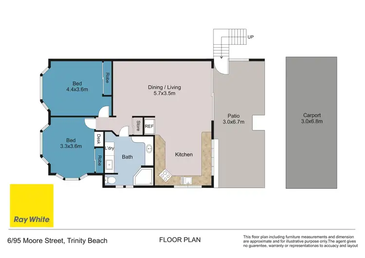 Floorplan of Homely unit listing, 6/95 Moore Street, Trinity Beach QLD 4879