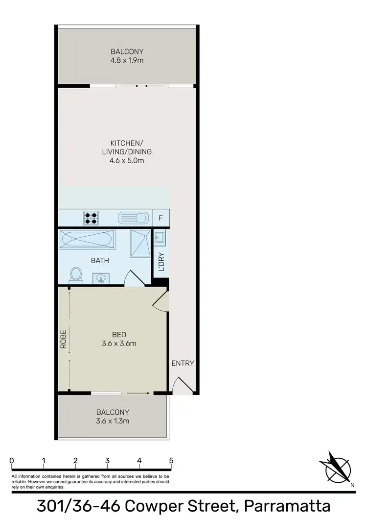 Floorplan of Homely apartment listing, 301/36-46 Cowper Street, Parramatta NSW 2150