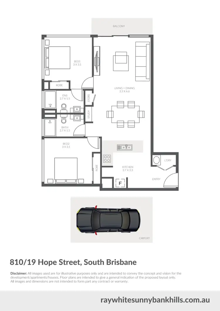 Floorplan of Homely apartment listing, 810/19 Hope Street, South Brisbane QLD 4101