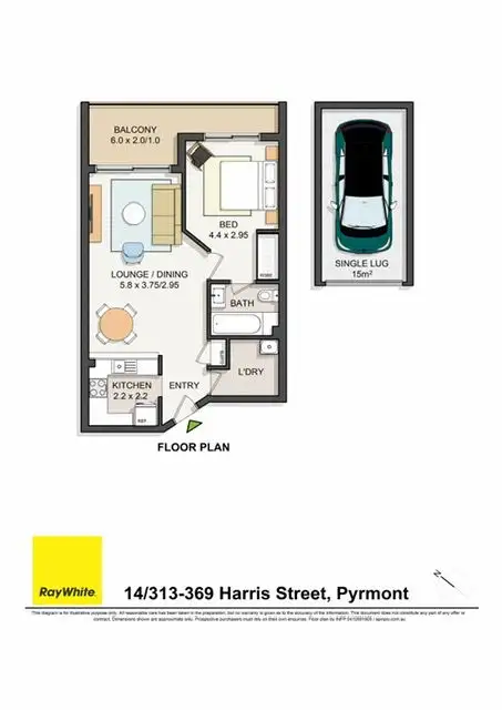 Floorplan of Homely apartment listing, 14/313-369 Harris Street, Pyrmont NSW 2009