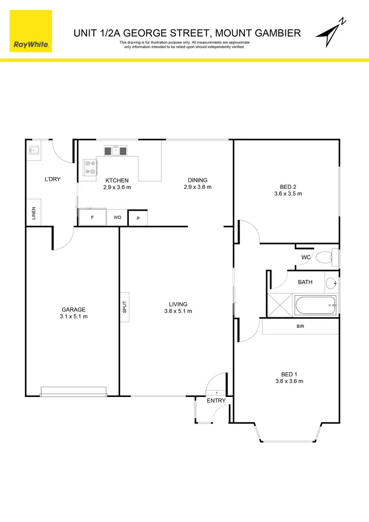 Floorplan of Homely unit listing, 1/2A George Street, Mount Gambier SA 5290