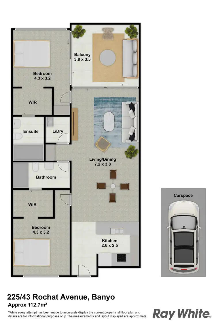Floorplan of Homely apartment listing, 225/43 Rochat Avenue, Banyo QLD 4014