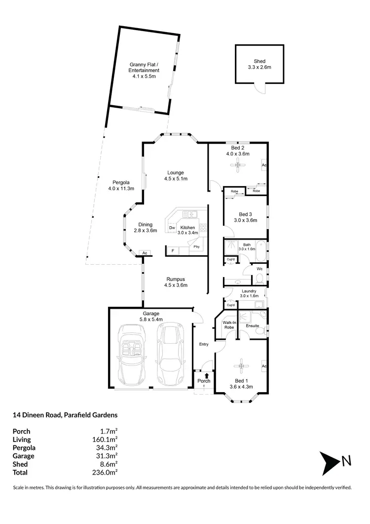 Floorplan of Homely house listing, 14 Dineen Road, Parafield Gardens SA 5107