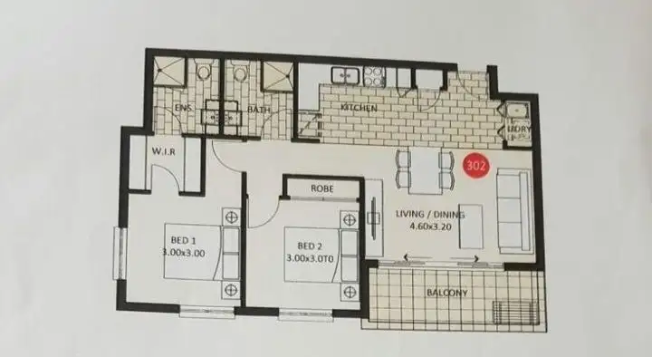 Floorplan of Homely unit listing, 302/213 Burwood Highway, Burwood East VIC 3151