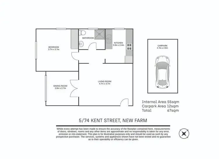 Floorplan of Homely apartment listing, 5/74 Kent Street, New Farm QLD 4005